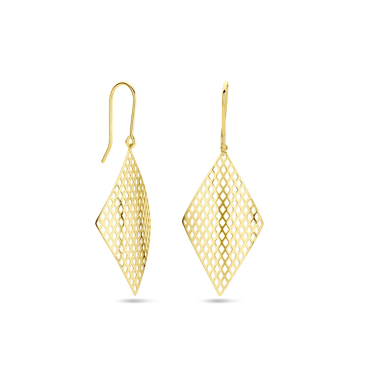 Van der Kooij Collection - boucles d'oreilles losange crochet français 14K or jaune