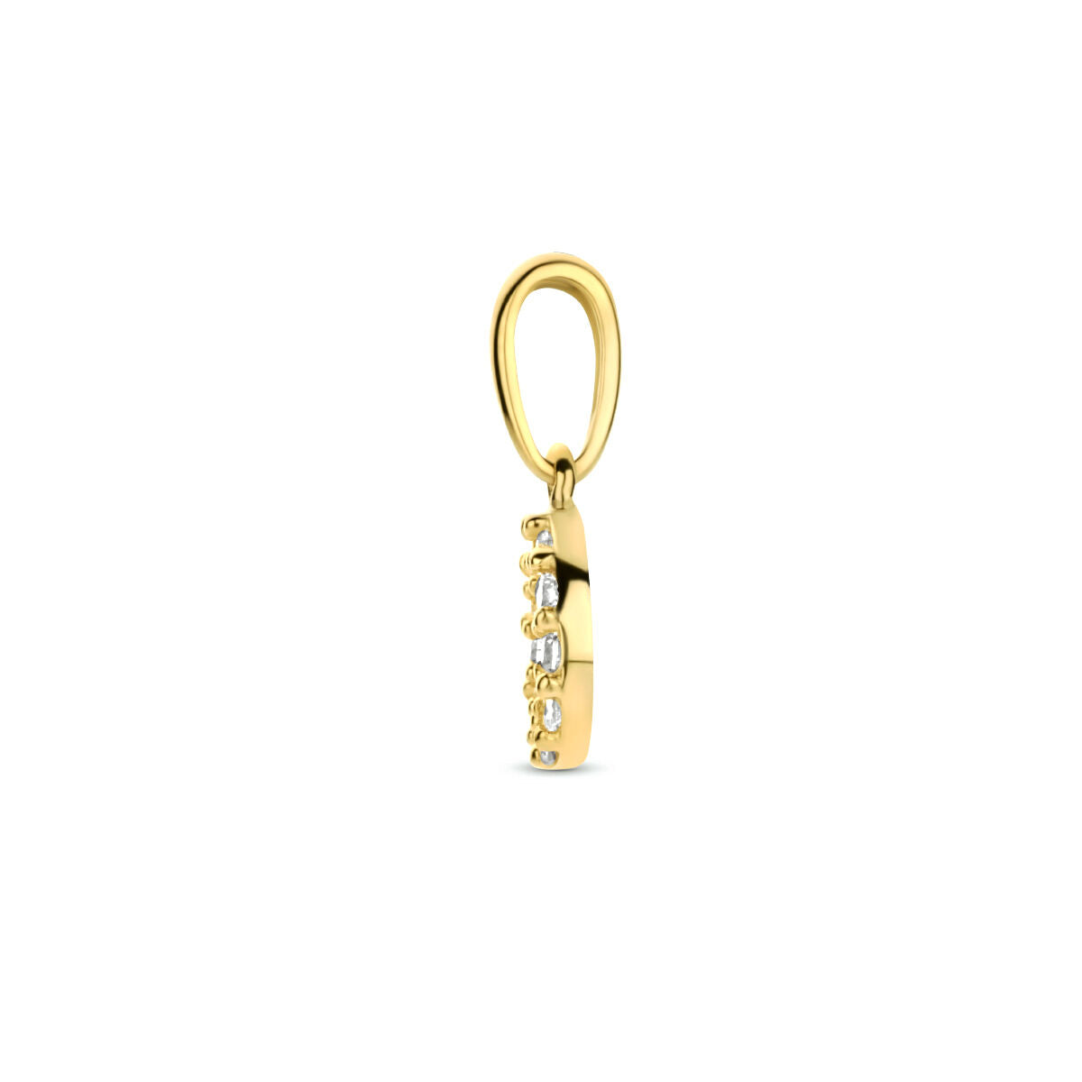 pendentif rond zircone or jaune 14K