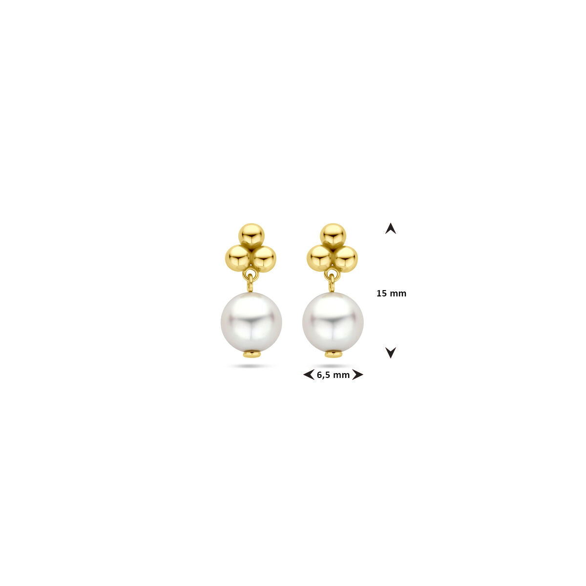 puces d'oreilles perle 15 mm 14K or jaune