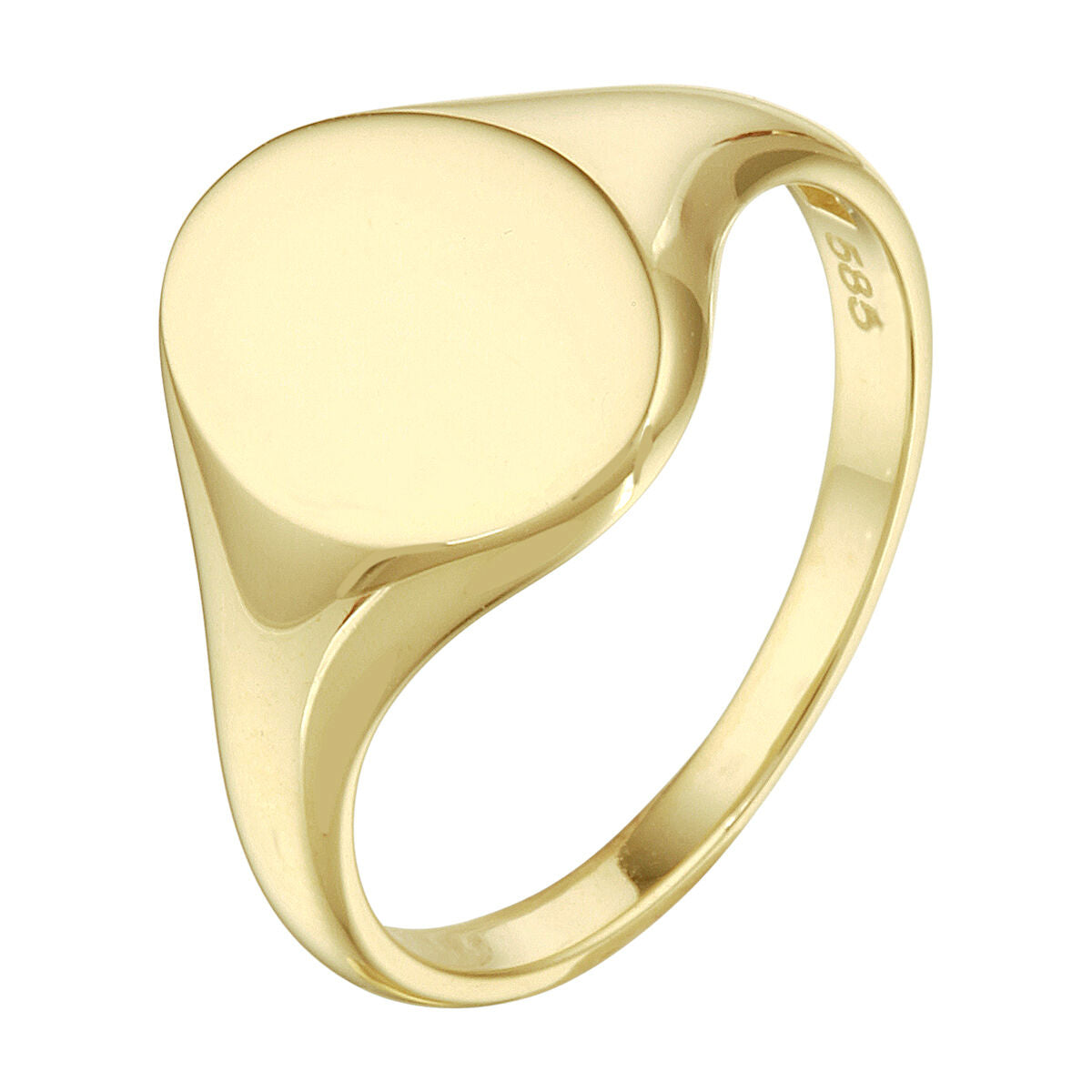 Bague ovale en or jaune 14K avec une surface lisse et brillante.