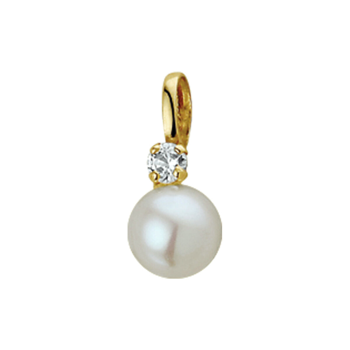 pendentif en or jaune 14K avec perle et zirconia de 6 mm.