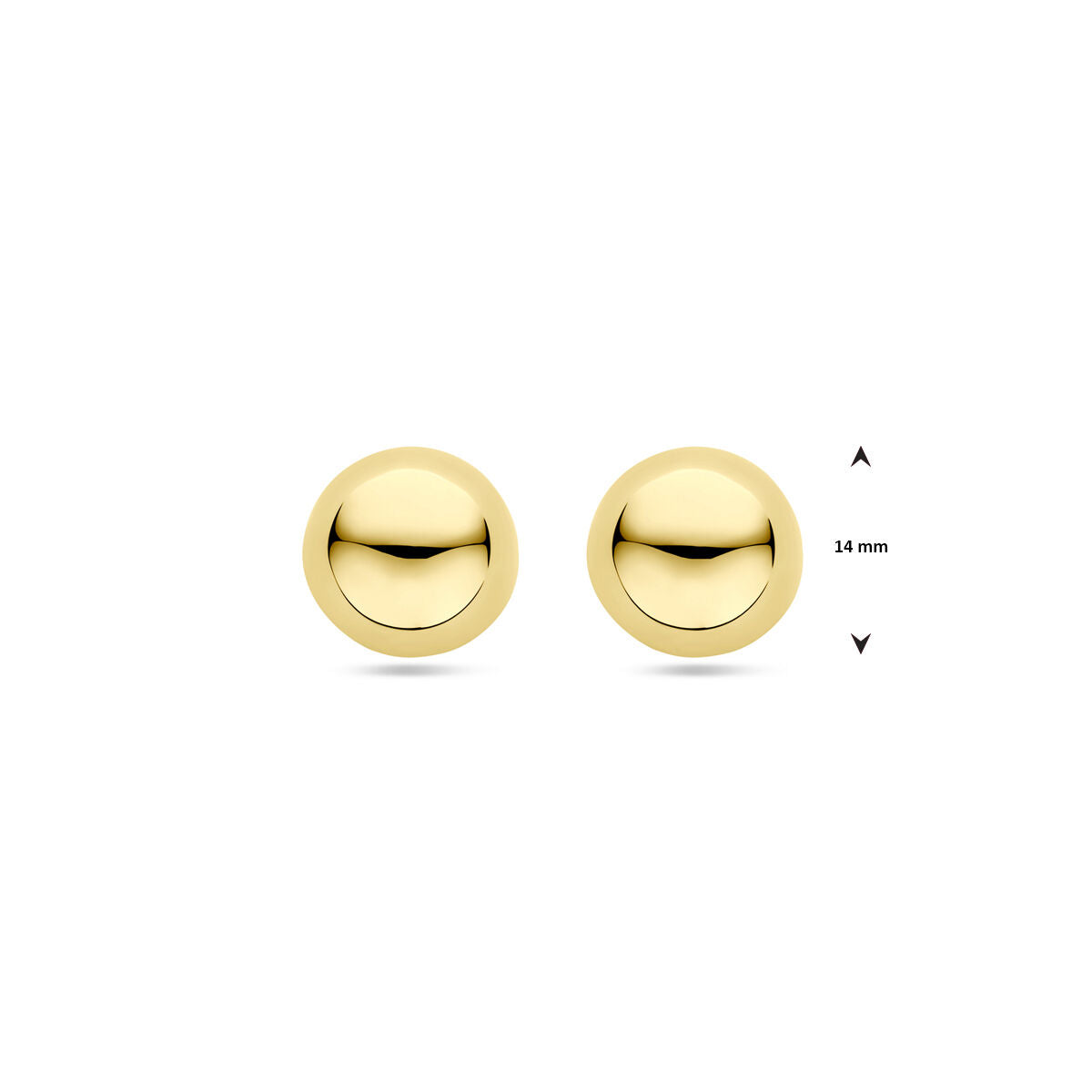 puces d'oreilles demi-sphère 14 mm 1 micron argent plaqué or (jaune)