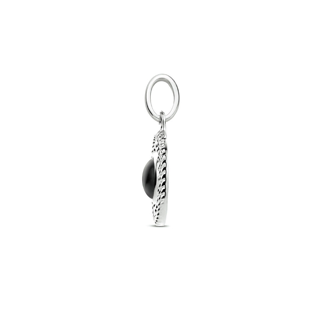 hanger rond onyx zilver gerhodineerd