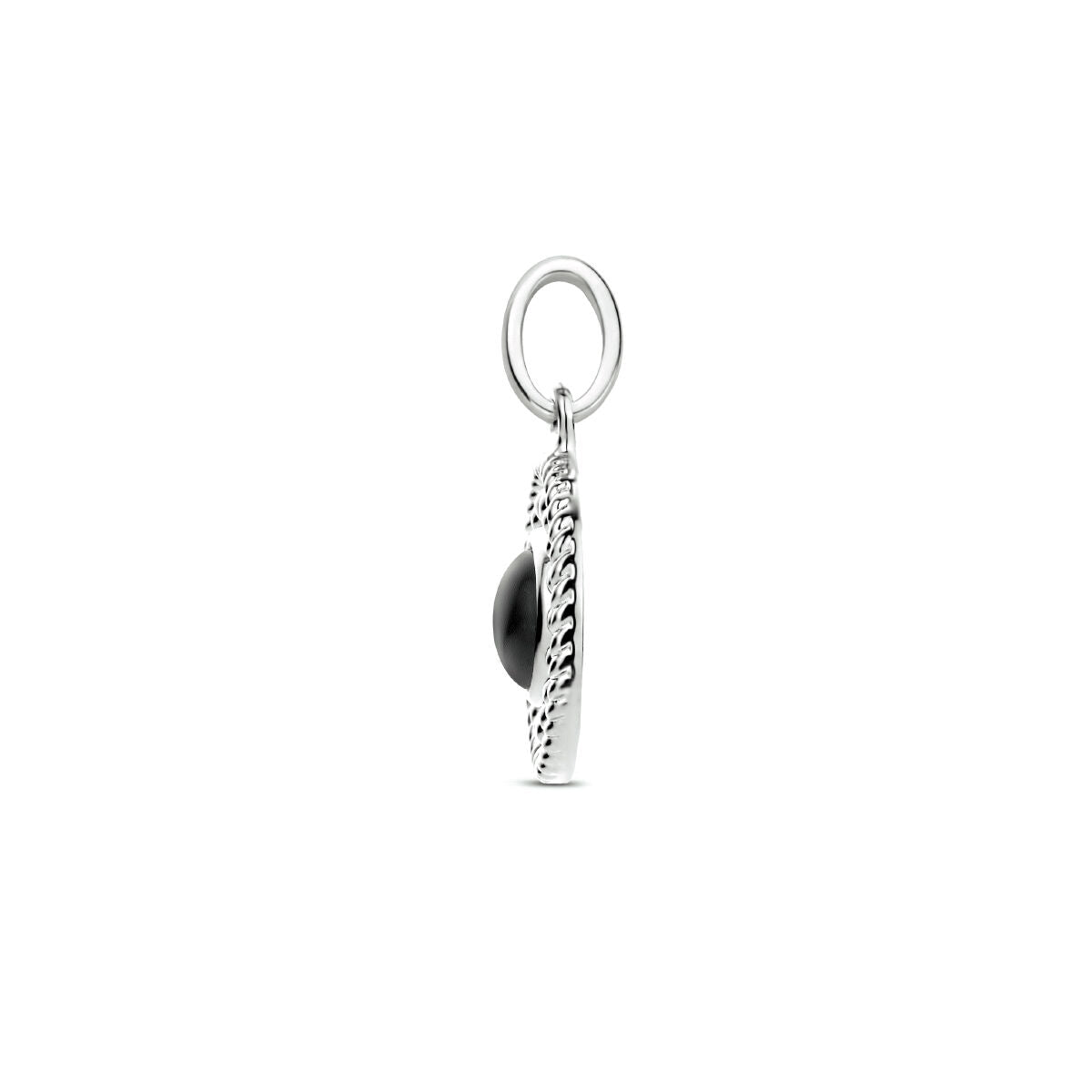 pendentif rond onyx argent rhodié