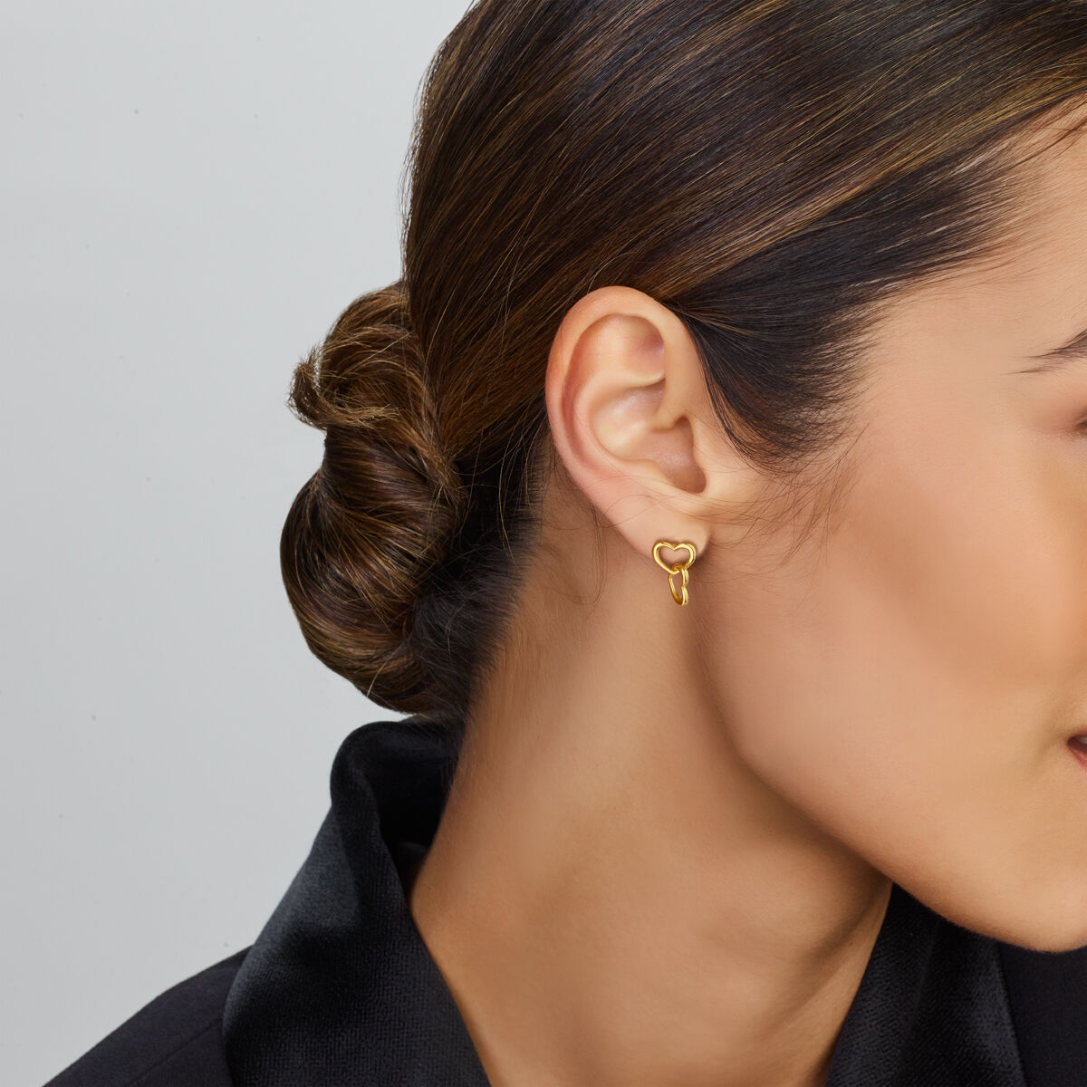 boucles d'oreilles cœurs 1 micron argent plaqué or (jaune)