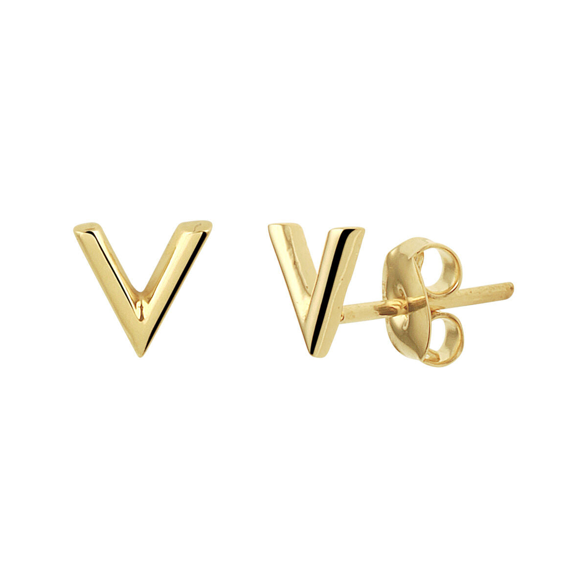 Boucles d'oreilles en or jaune 14K en forme de V.