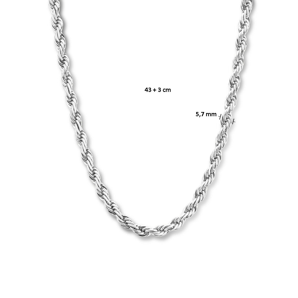 collier cordon 5,7 mm 43 + 3 cm acier inoxydable