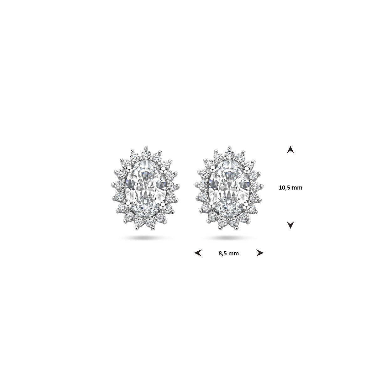 puces d'oreilles zircone 10,5 mm argent rhodié