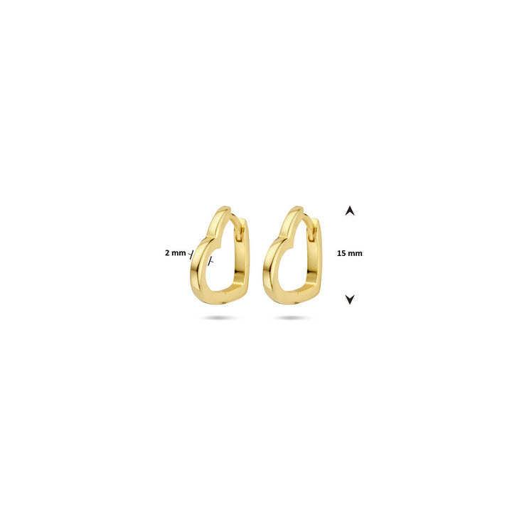 klapoorringen hartjes 2 mm 1 micron zilver verguld (geel)
