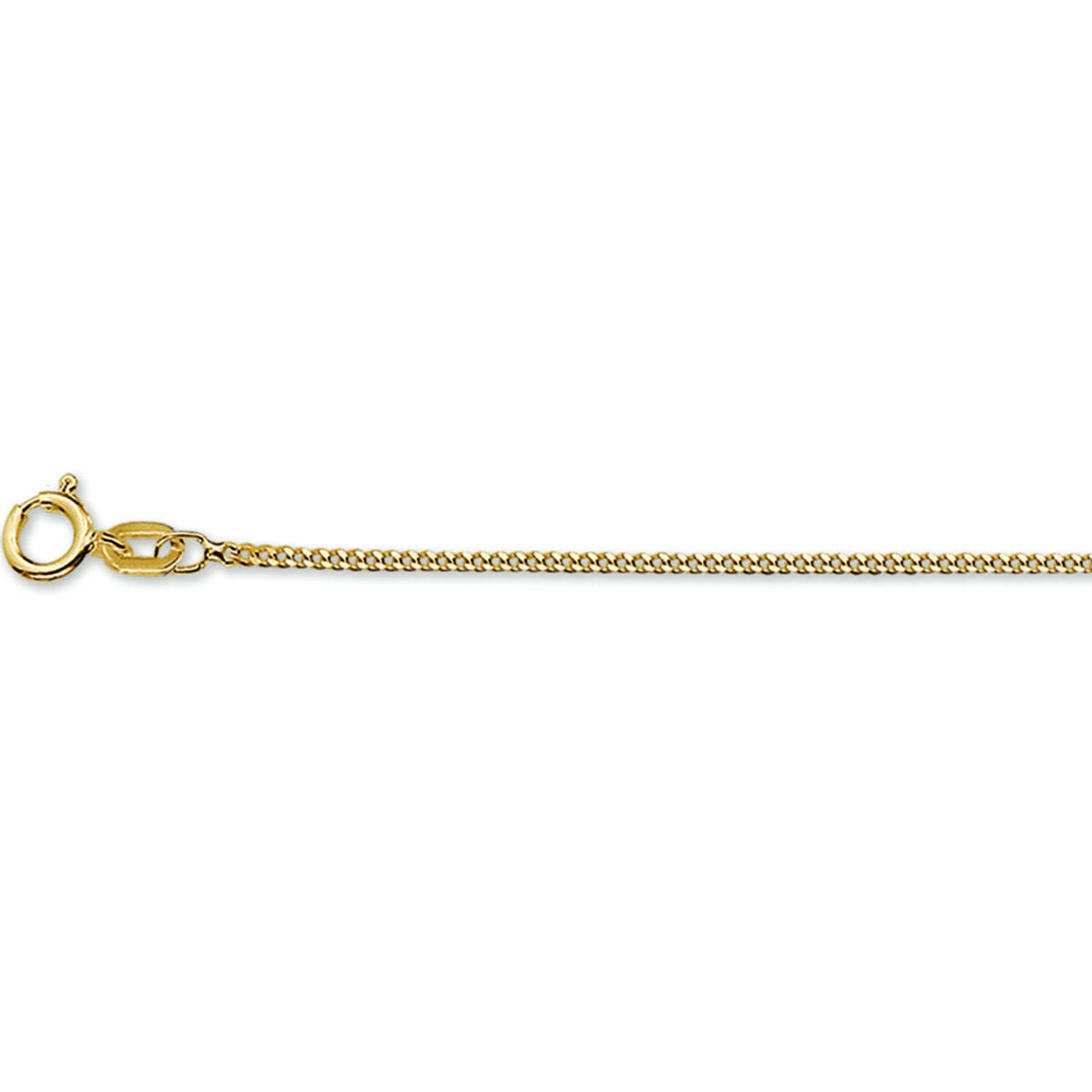 Collier gourmette en or jaune 14K, 1,2 mm, avec maillons taillés sur quatre côtés.