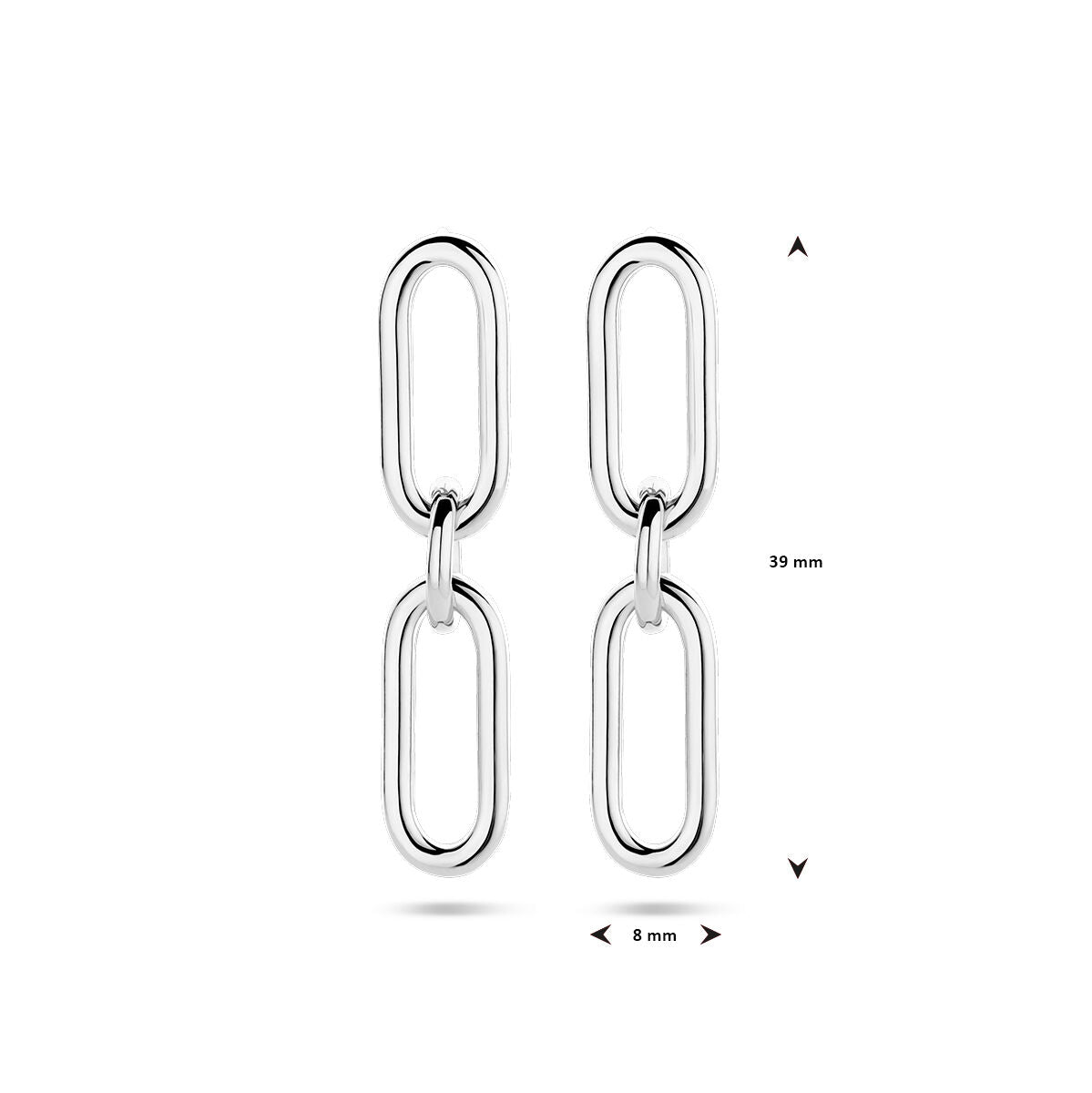 boucles d'oreilles paperclip tube rond argent rhodié