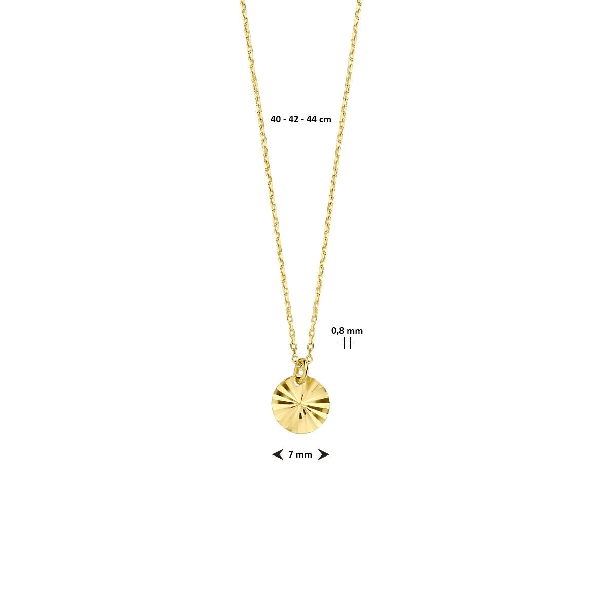 collier rond 40 - 42 - 44 cm or jaune 14K