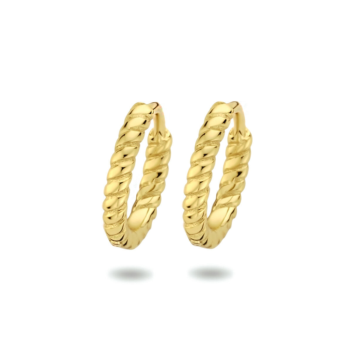 Boucles d'oreilles en argent doré, torsadées, de couleur jaune.