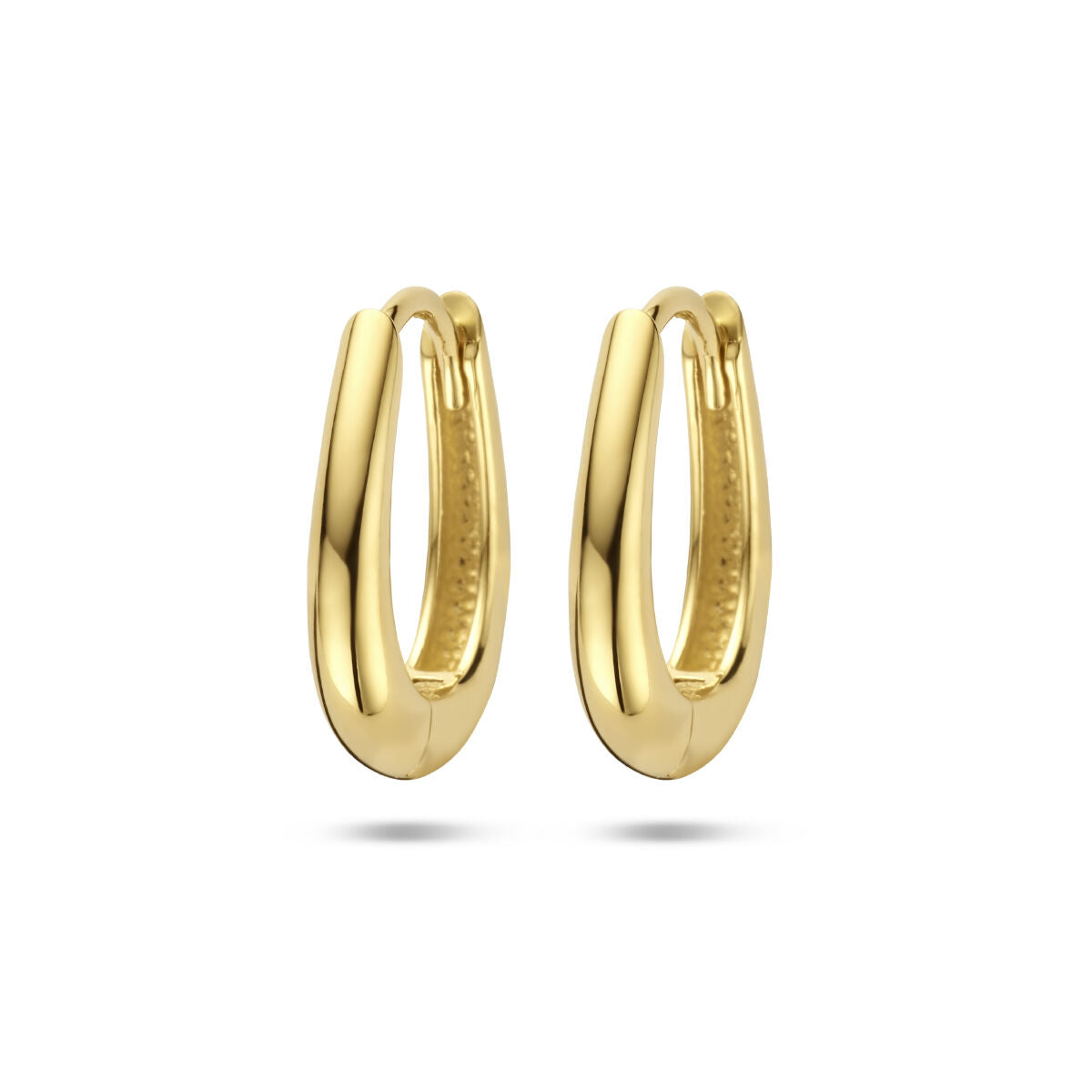Boucles d'oreilles en or jaune 14K, de forme arrondie et lisse.