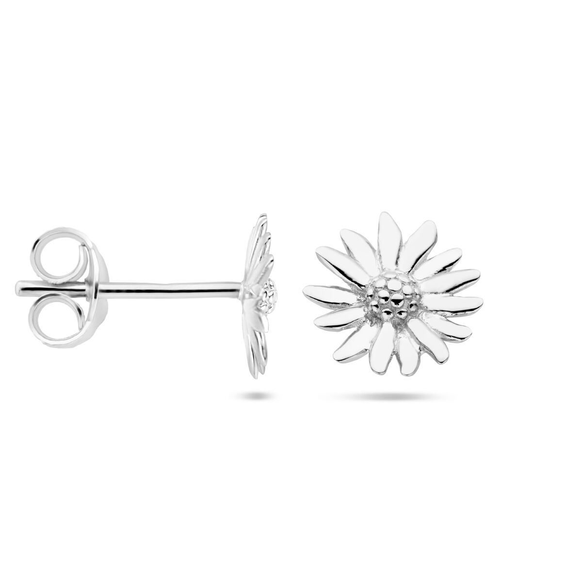 puces d'oreilles marguerite argent rhodié