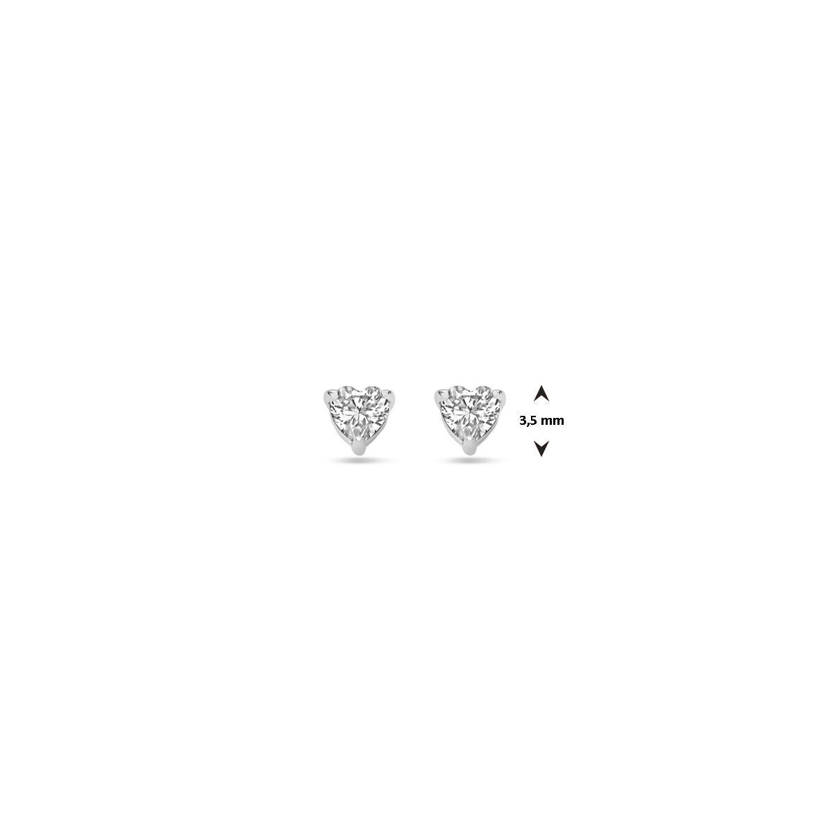puces d'oreilles cœur zircone 3,5 mm argent rhodié