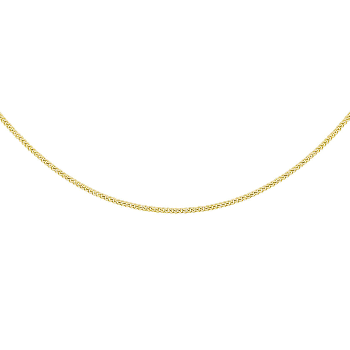collier gourmette 4 côtés taillés 1,2 mm 3 microns argent plaqué or (jaune)