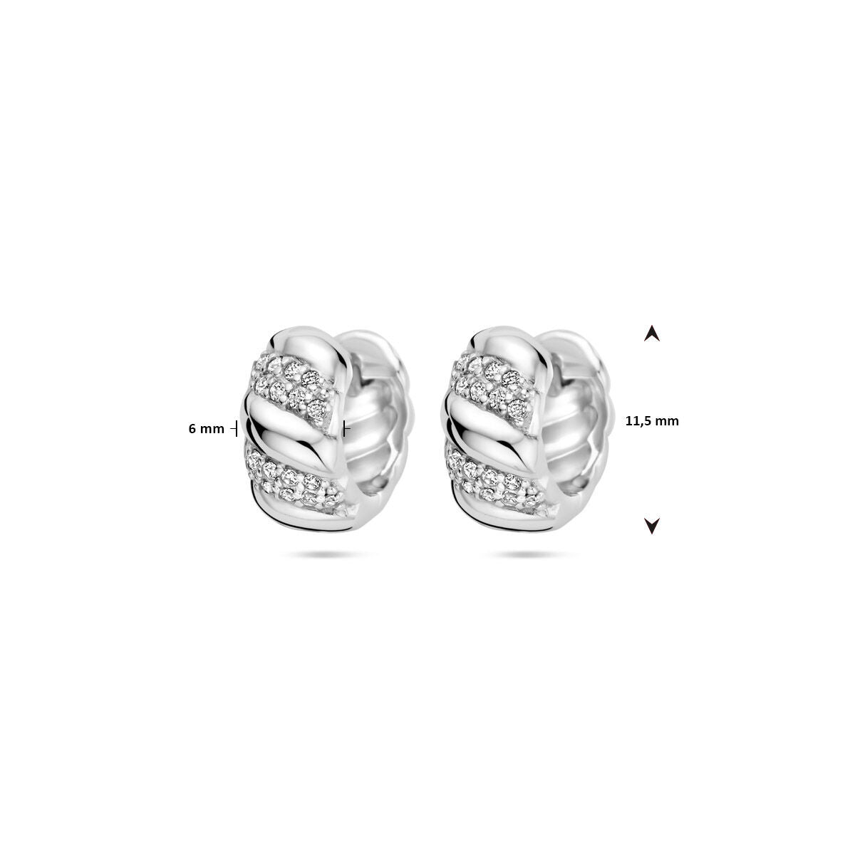 créoles zircone torsadées 6 mm argent rhodié