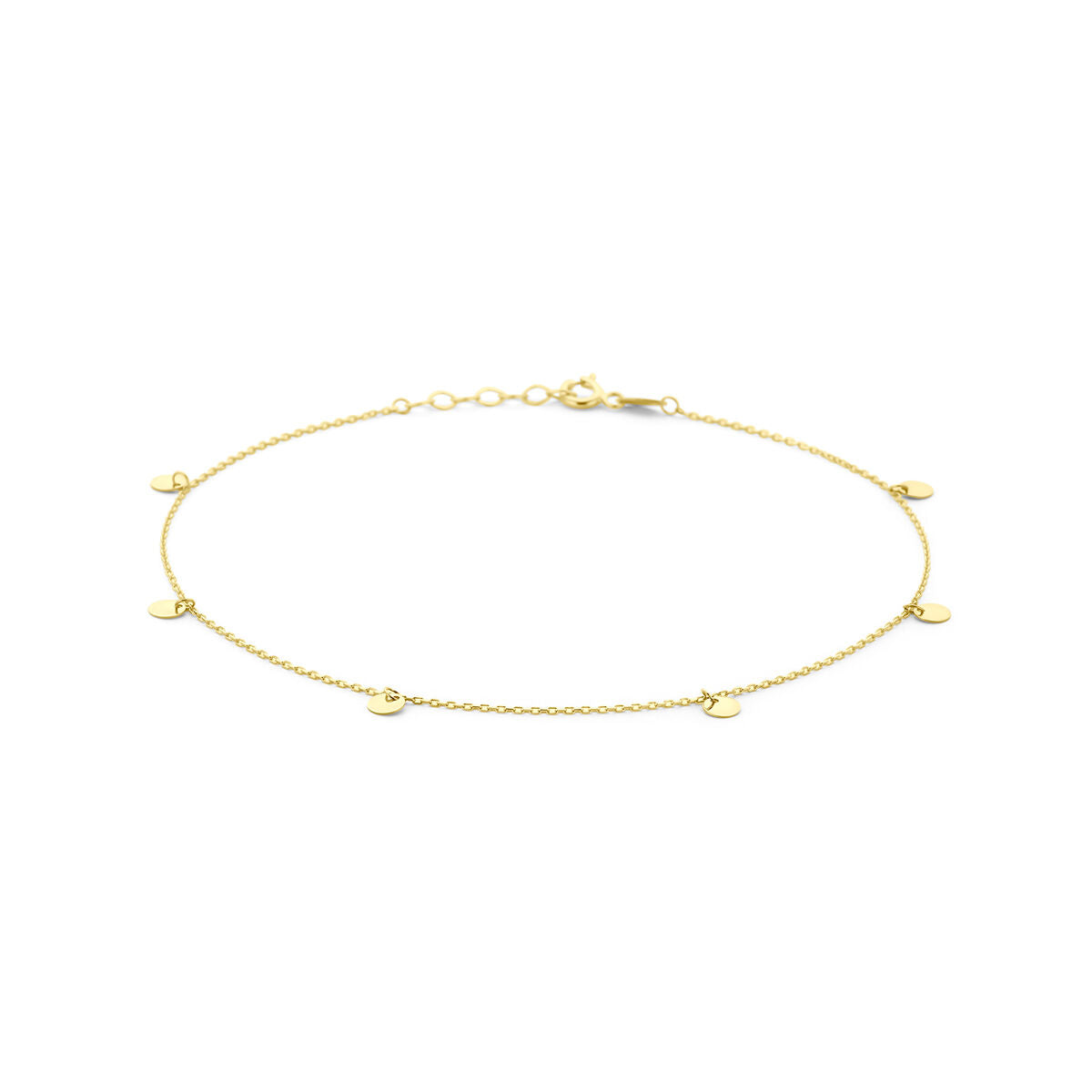 Bracelet en or jaune 14K avec des ronds de 1,0 mm, longueur de 24 + 2 cm.