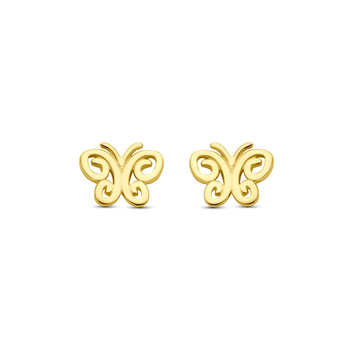 Boucles d'oreilles en or jaune 14K en forme de papillon, mesurant 5,5 mm.