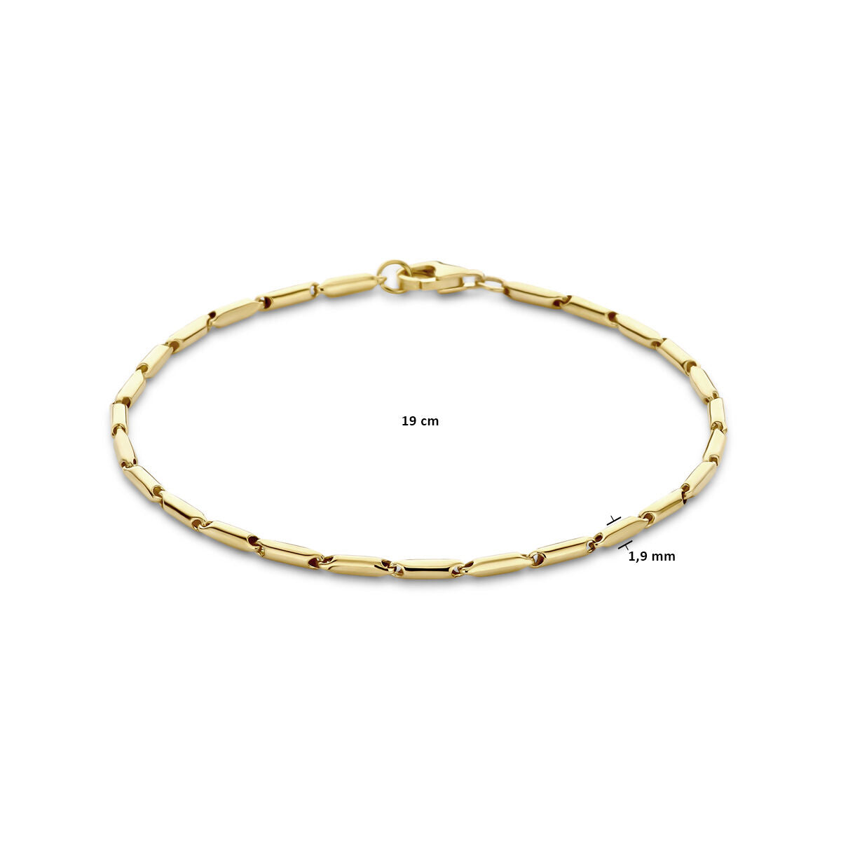 bracelet 1,9 mm 19 cm or jaune 14K
