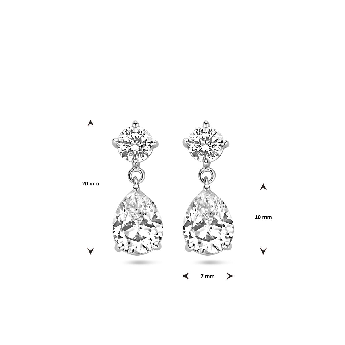 boucles d'oreilles zircone 20 mm argent rhodié