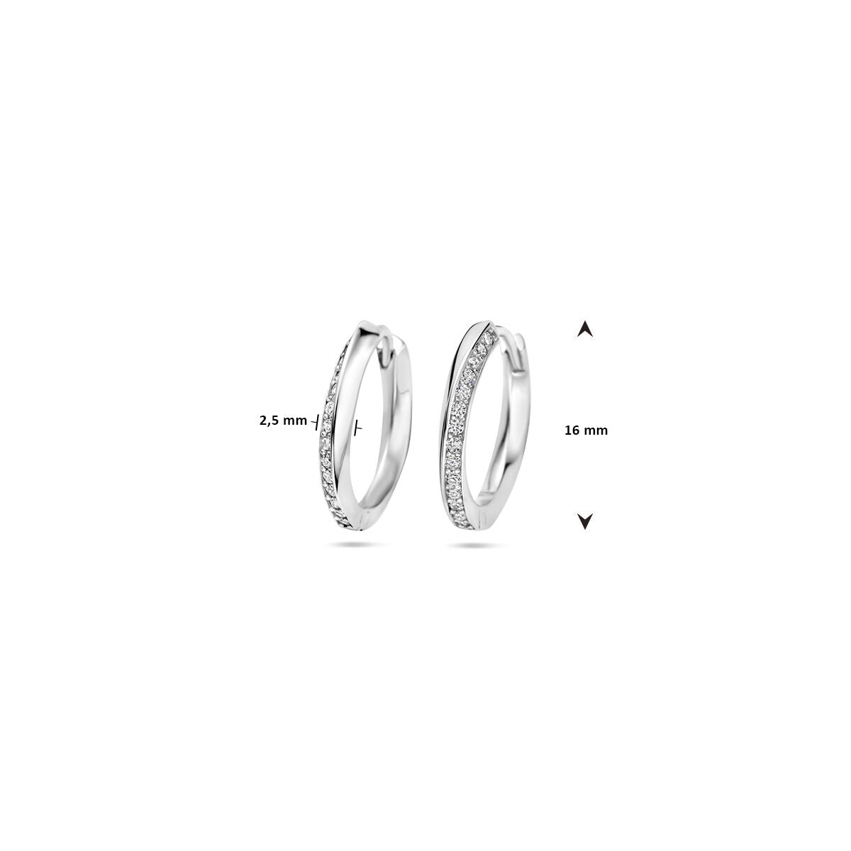 créoles zircone 16 mm argent rhodié