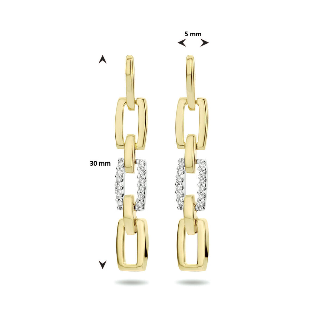 boucles d'oreilles diamant 0.10ct (2x0.05ct) h si or bicolore jaune/blanc 14K