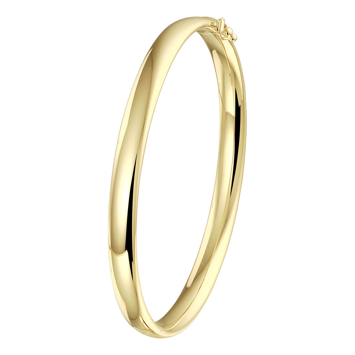 Bracelet jonc ovale en or jaune 14K, finition lisse et brillante.