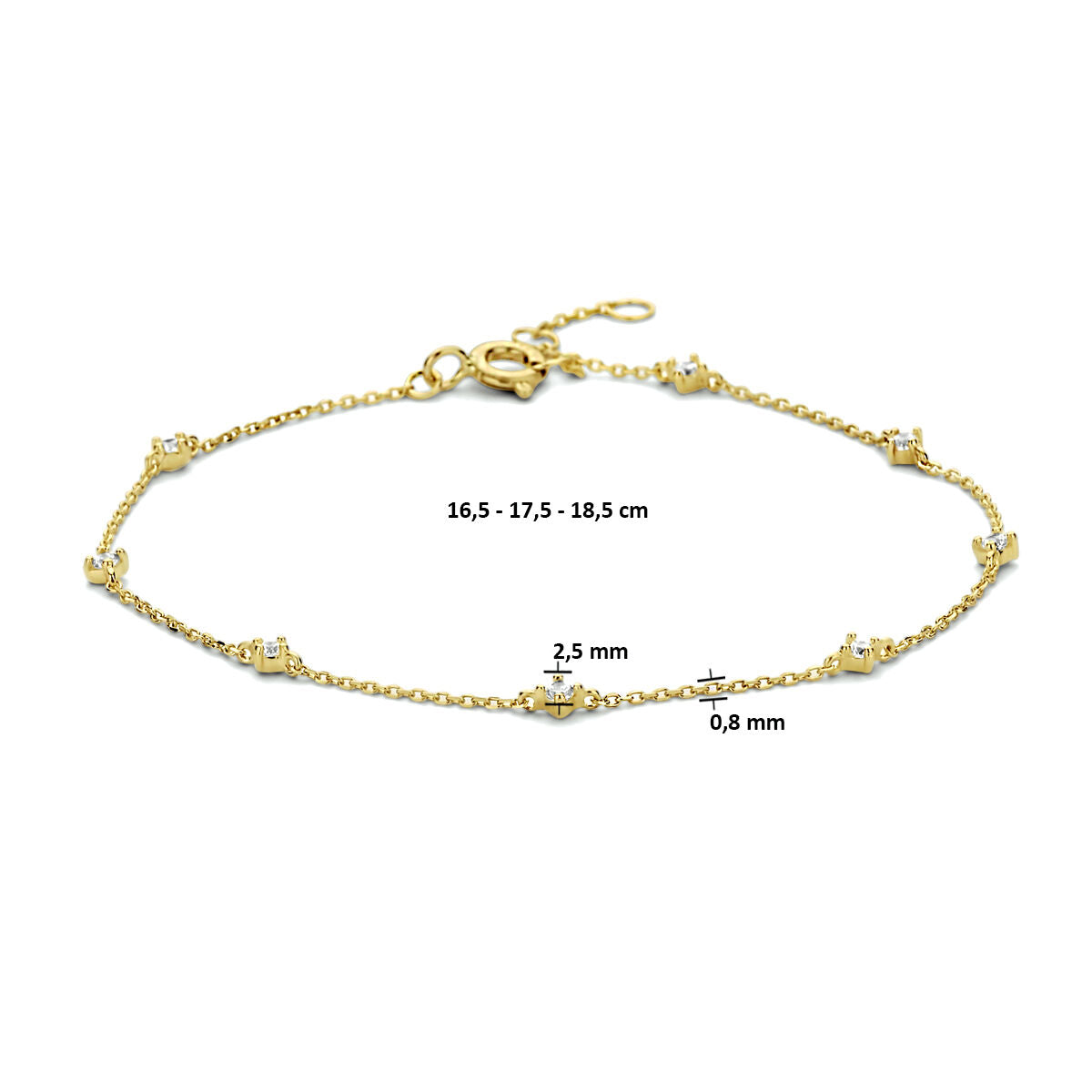 bracelet zircone 16,5 - 17,5 - 18,5 cm 14K or jaune