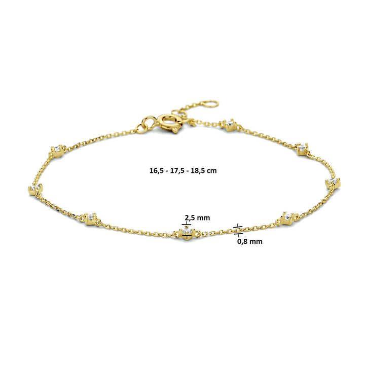 armband zirkonia 16,5 - 17,5 - 18,5 cm 14K geelgoud