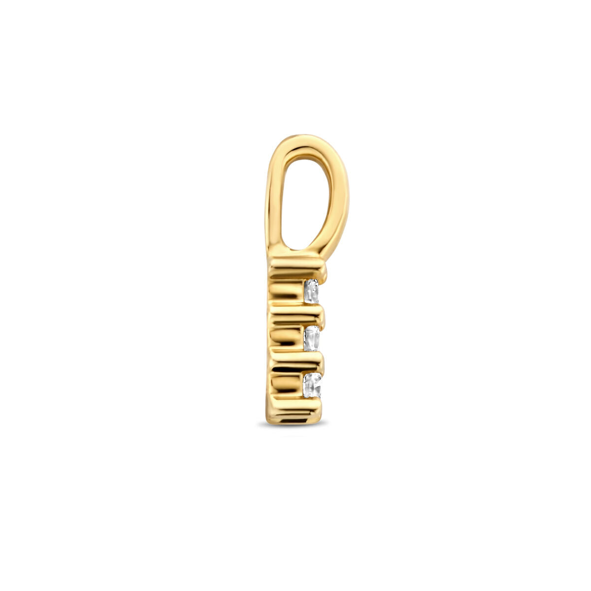 Pendentif en or jaune 14K avec trois diamants de 0,05 ct.