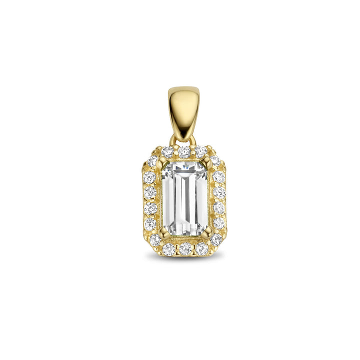hanger zirkonia halo 14K geelgoud