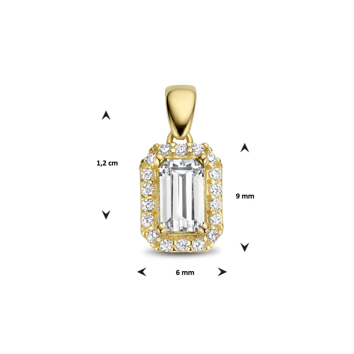 pendentif zircone halo 14K or jaune