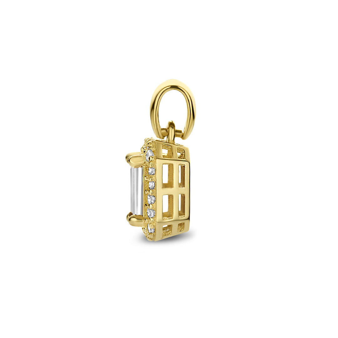 hanger zirkonia halo 14K geelgoud