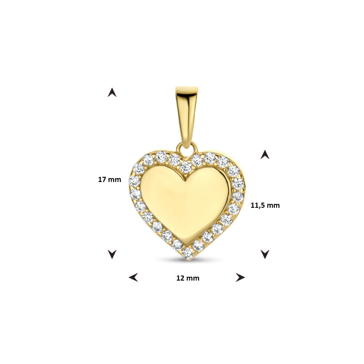 pendentif cœur zircone or jaune 14K