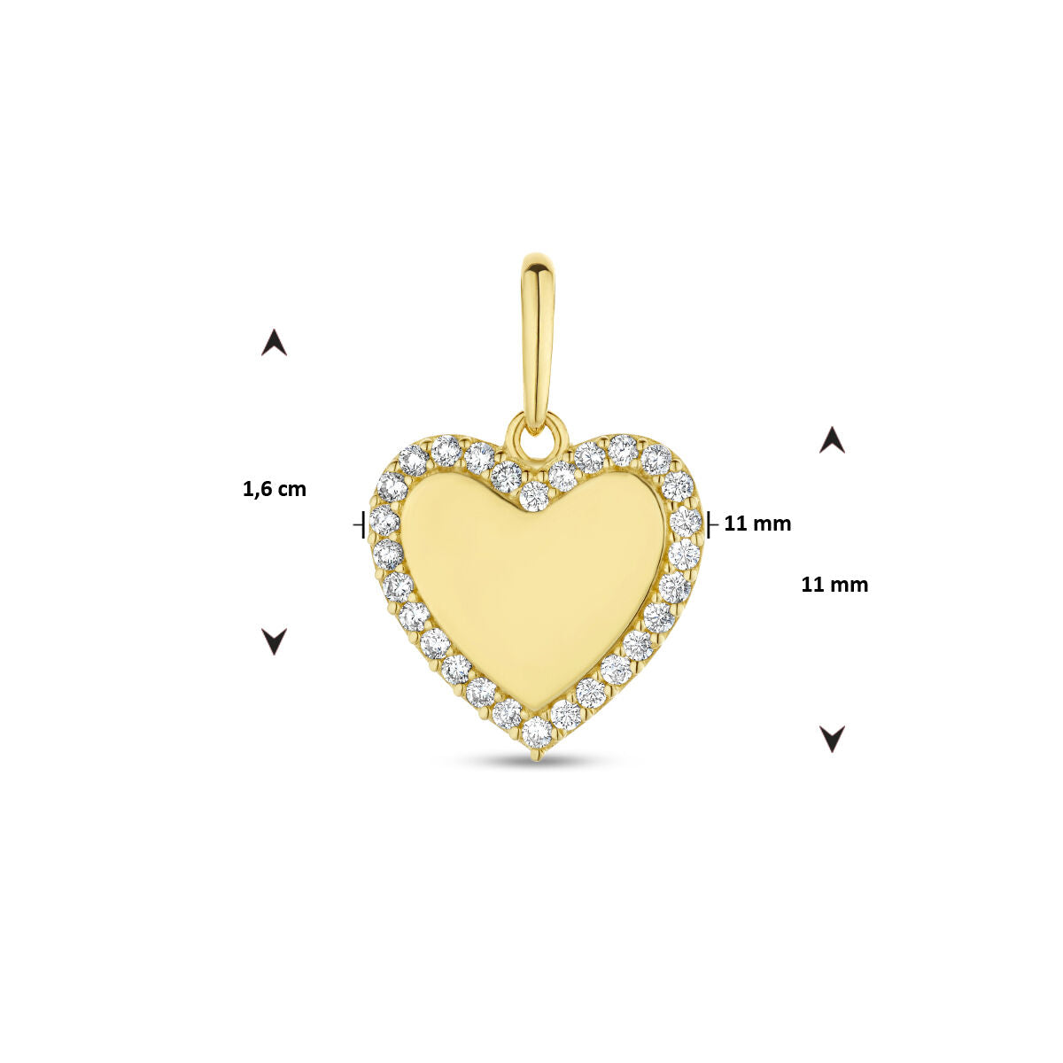 pendentif cœur zircone 14K or jaune