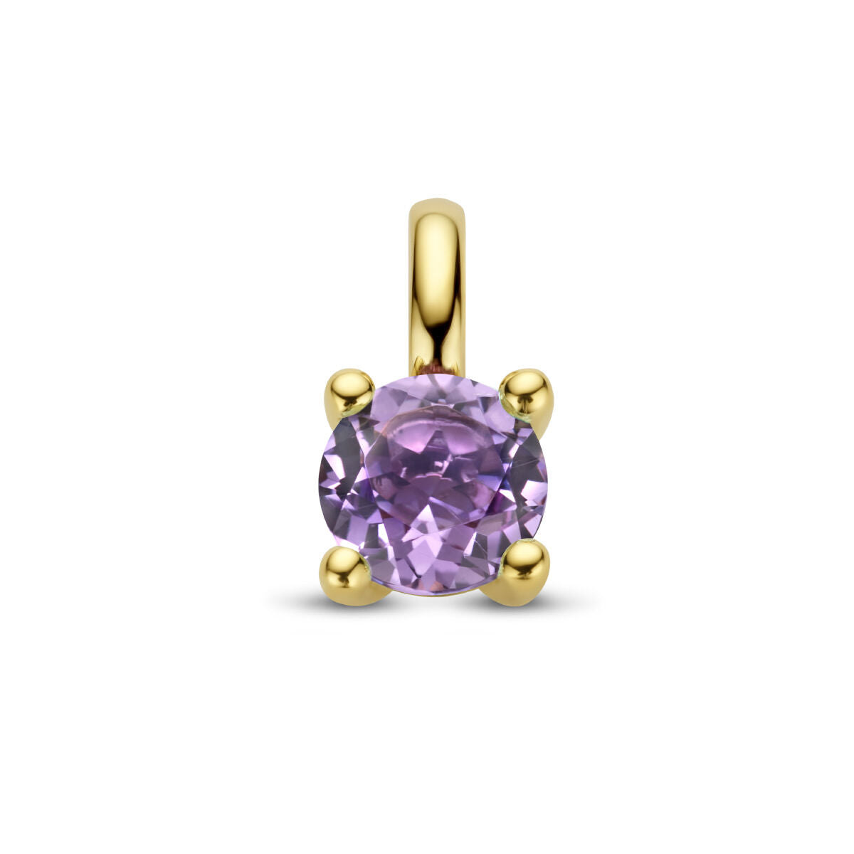 Pendentif en améthyste serti de quatre griffes en or jaune 14K.