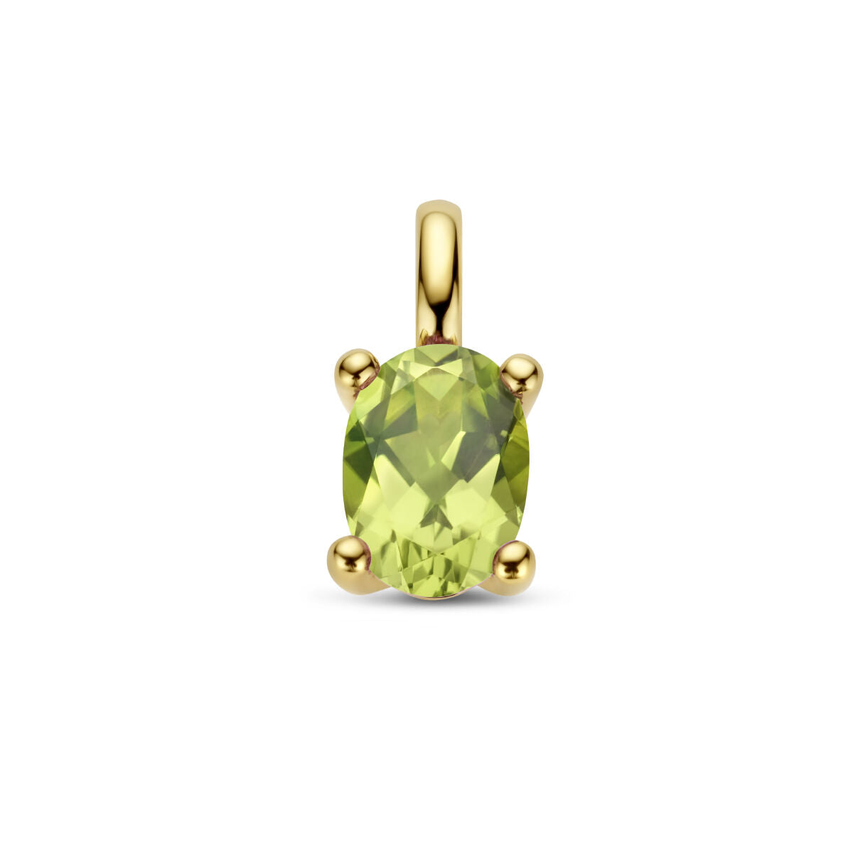 pendentif en or jaune 14K avec une pierre de péridot ovale.