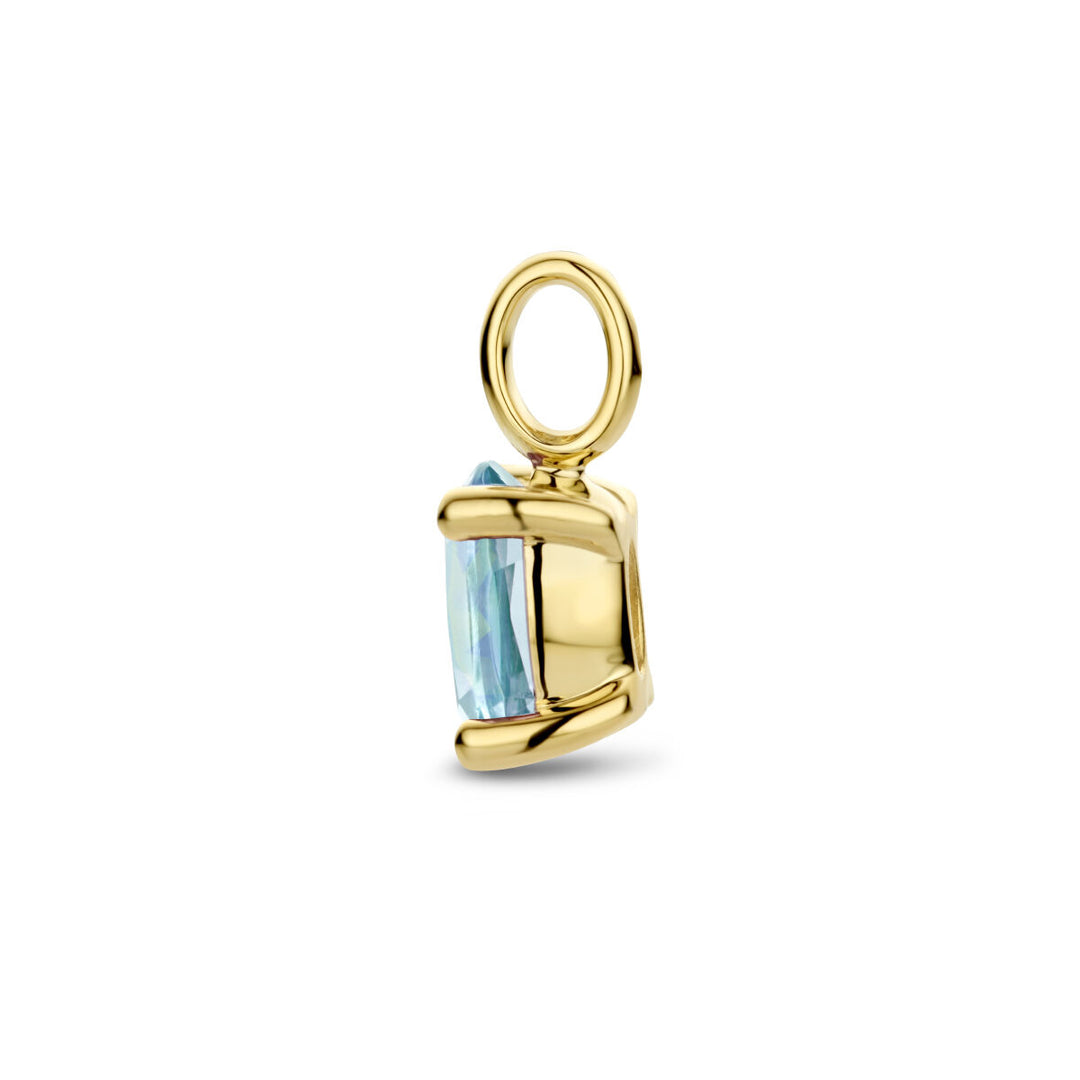hanger blauw topaas 14K geelgoud