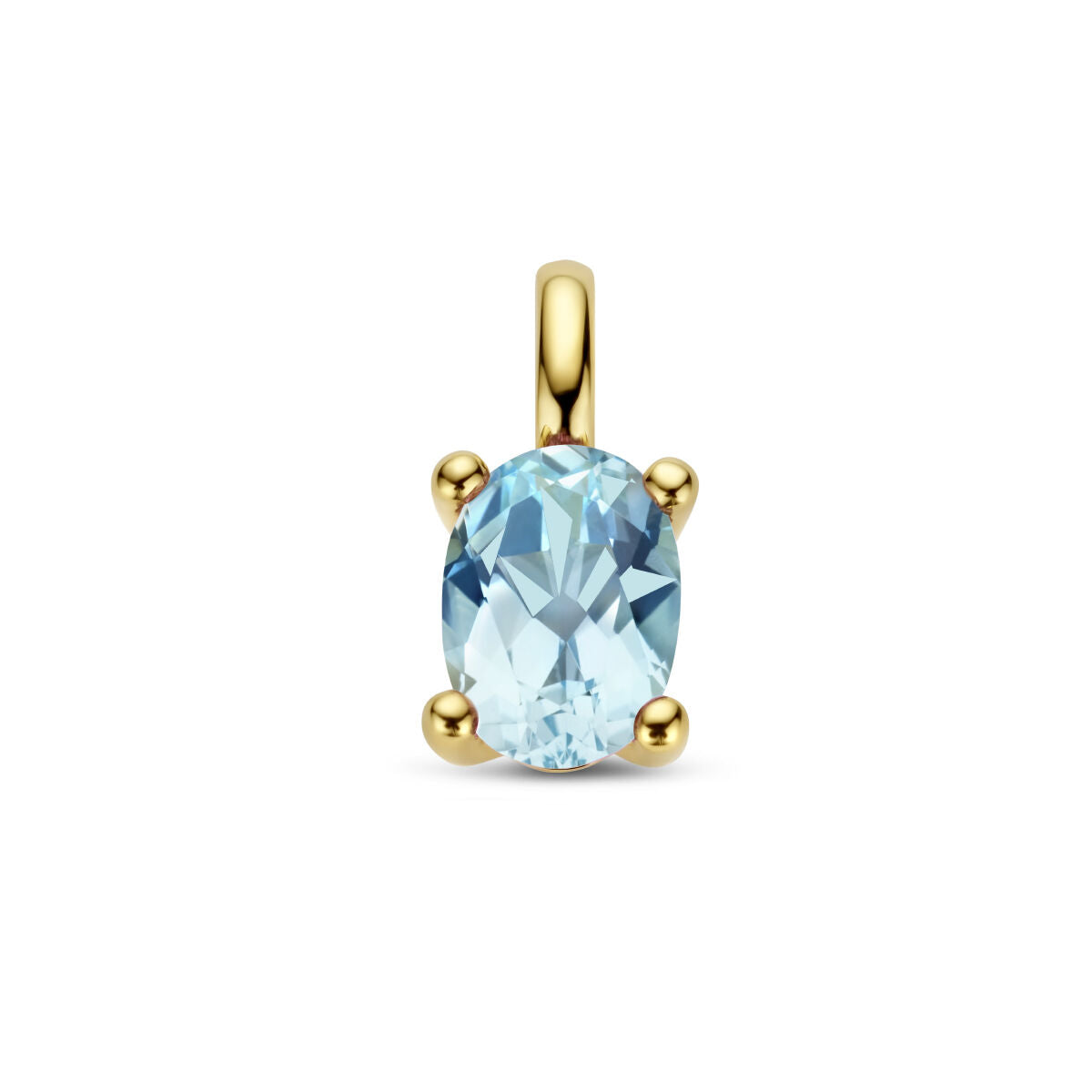 pendentif en topaze bleue avec monture en or jaune 14K.