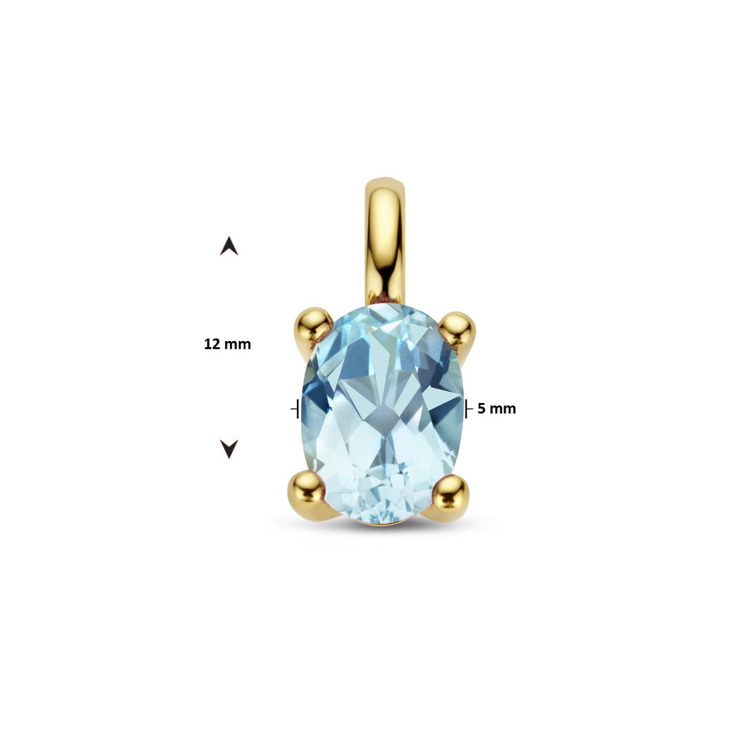hanger blauw topaas 14K geelgoud