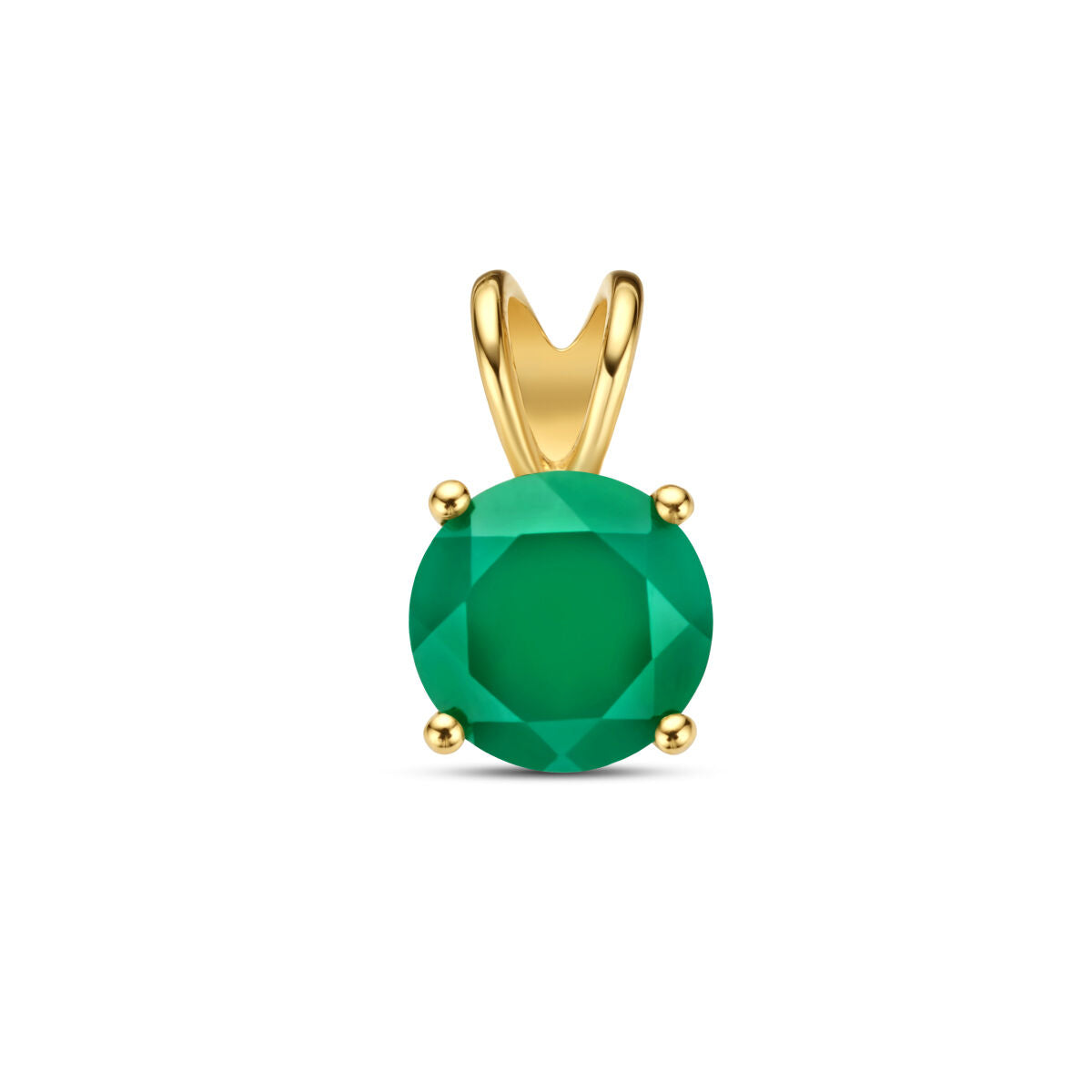 pendentif en agate verte avec sertissage en or jaune 14K.