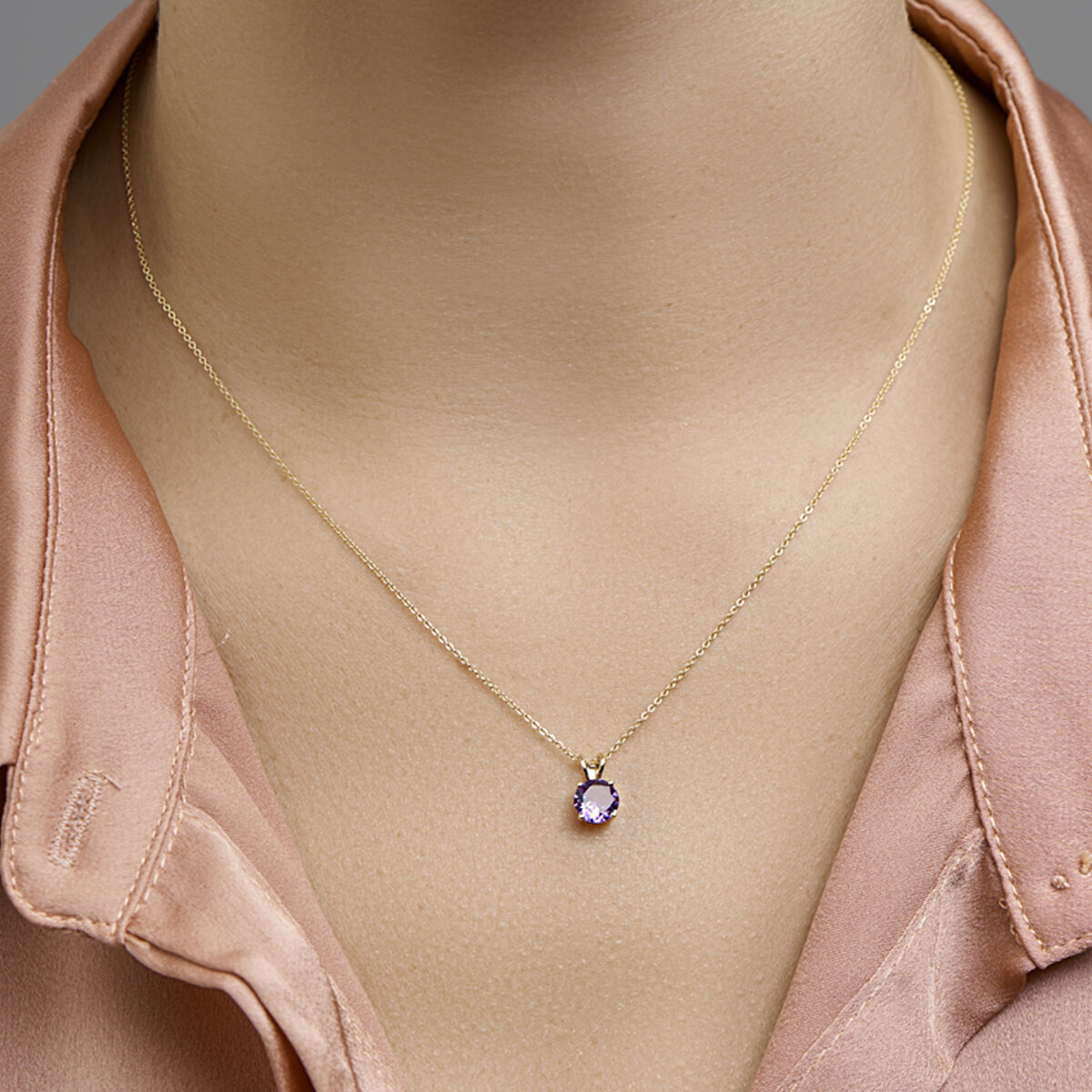 pendentif améthyste or jaune 14K