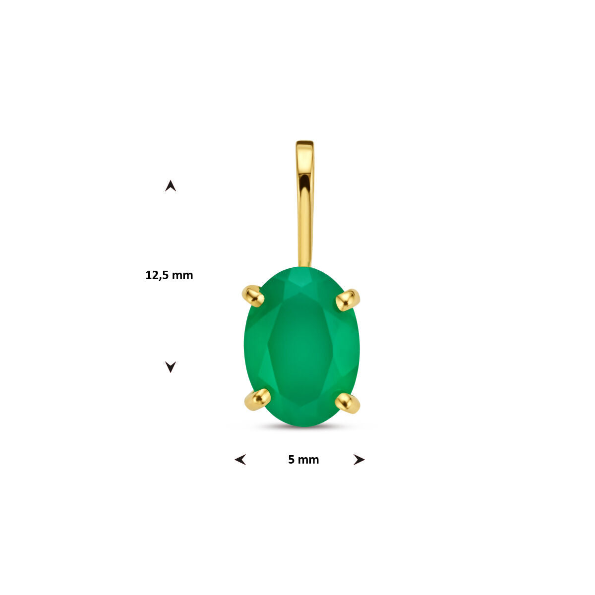 pendentif en agate verte en or jaune 14K