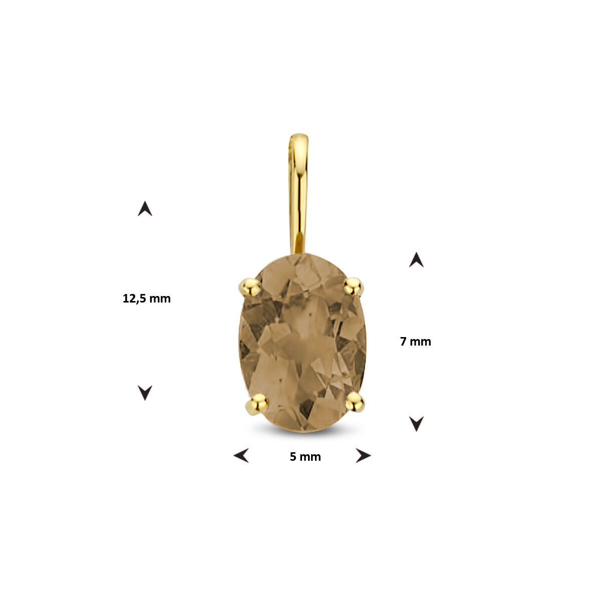 pendentif quartz fumé or jaune 14K