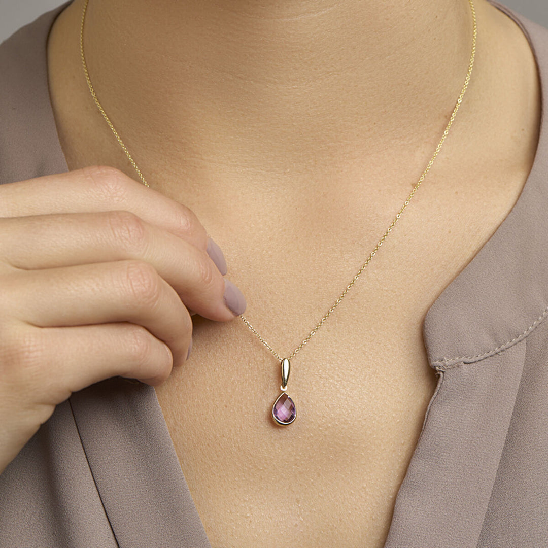 hanger amethist 14K geelgoud
