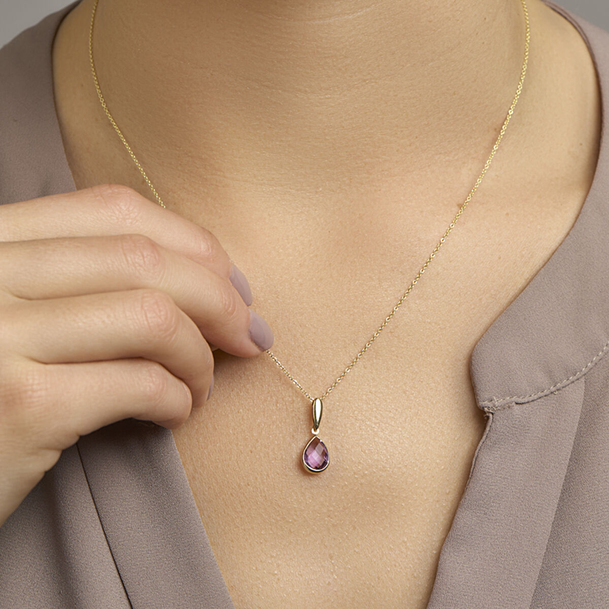 pendentif améthyste 14K or jaune