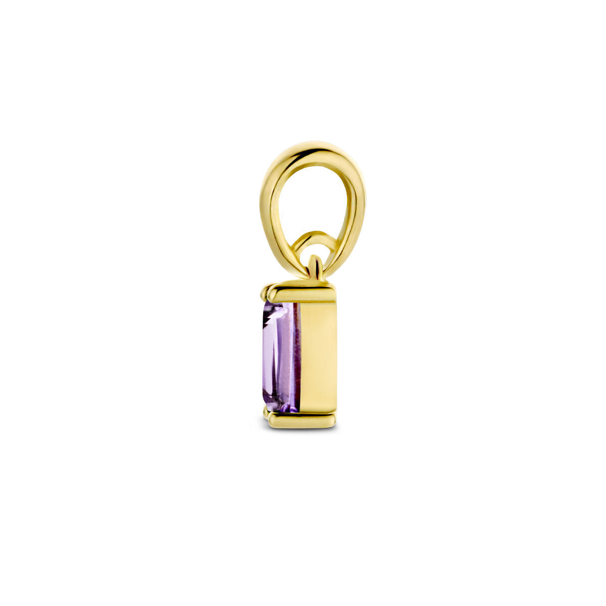 pendentif en or jaune 14K avec une pierre de naissance violette.