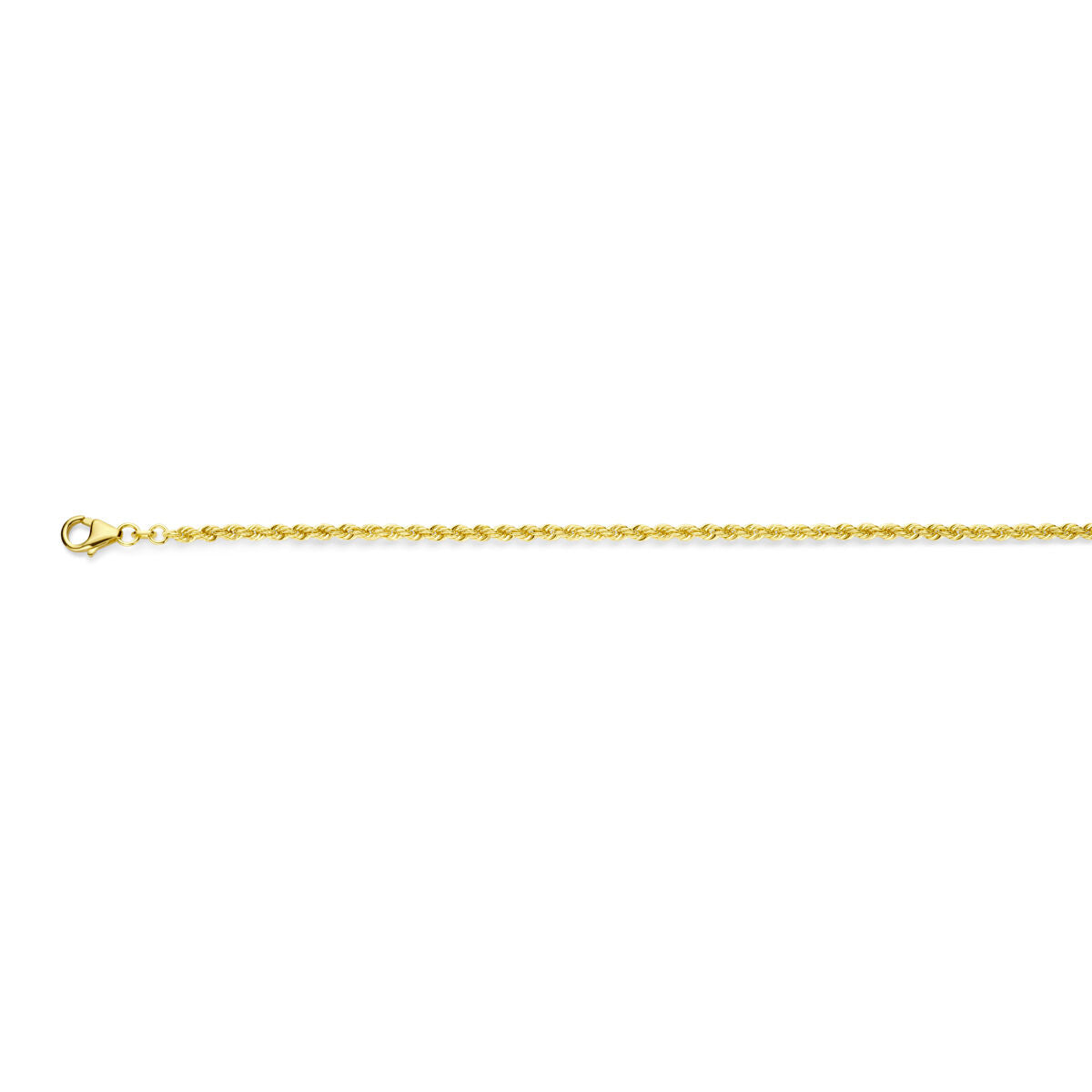 Bracelet en or jaune massif de 14 carats, chaîne de 2,7 mm avec fermoir.